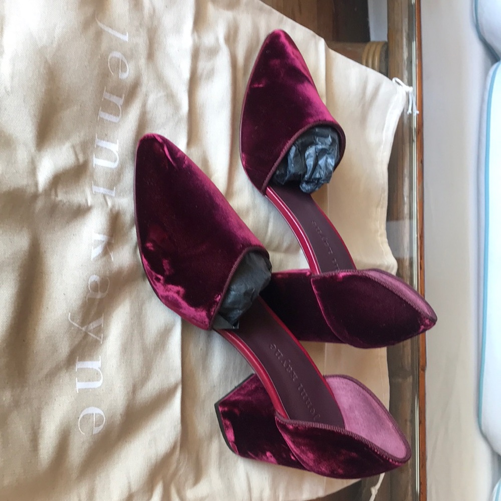 Red velvet heels from Designer Jenni Kayne